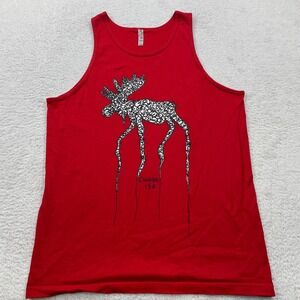 Vintage Alstyle Apparel Red Canada 150 Moose Graphic Tank Top Men's‎ Large